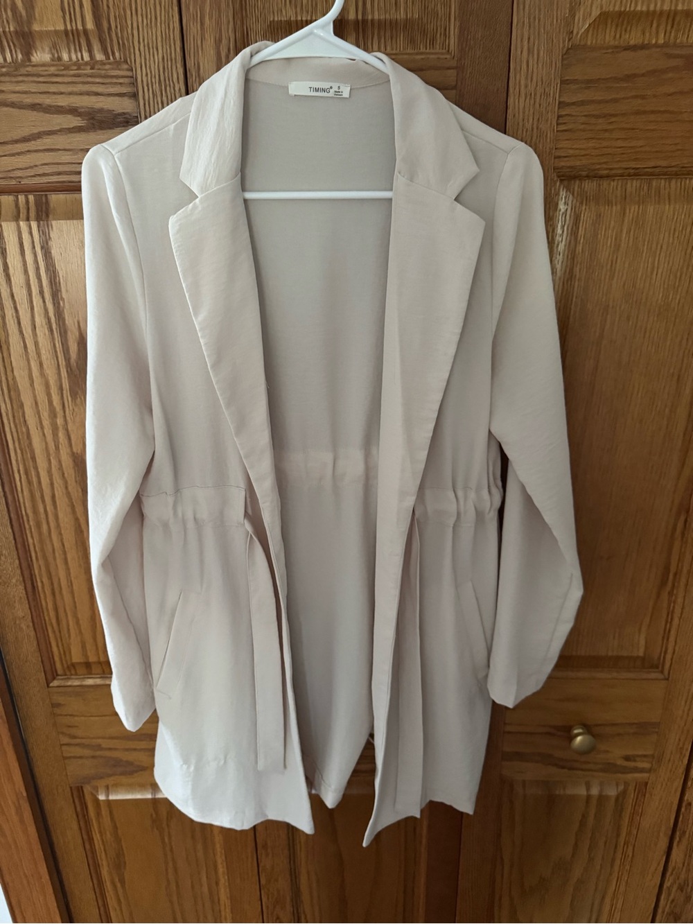Timing Neutral Beige Open-Front Women's Blazer